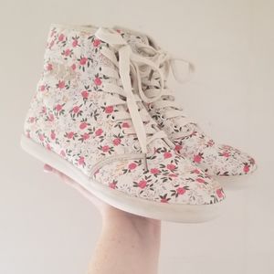 MOVMT White Floral High Top Sneakers Womens 9